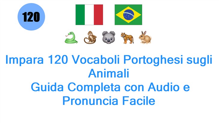 Impara 120 Vocaboli Portoghesi sugli Animali: Guida Completa con Audio e Pronuncia Facile